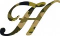 Stickertalk Camouflage Cursive H Monogram Vinyl Sticker 5 Inches By 3 