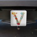 Graphics More Letter V Floral Monogram Initial Tow Trailer Hitch Cover Plug Insert
