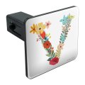 Graphics More Letter V Floral Monogram Initial Tow Trailer Hitch Cover Plug Insert