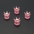 Tasiro 1 Row Pure Handmade Bling Crystal Rhinestones Chrome Crown Tire Valve Stem Caps For Car And Motorcycle Pink