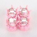 Tasiro 1 Row Pure Handmade Bling Crystal Rhinestones Chrome Crown Tire Valve Stem Caps For Car And Motorcycle Pink