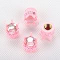 Tasiro 1 Row Pure Handmade Bling Crystal Rhinestones Chrome Crown Tire Valve Stem Caps For Car And Motorcycle Pink