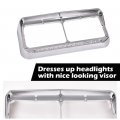 G-plus Paired Chrome Plated 4x6 Headlamp Visors With Amber Led Strips Clear Lens