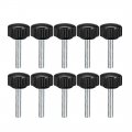 M4 X 25mm Metric Male Thread Knurled Clamping Knobs Grip Thumb Screw On Type Plastic Threaded Hand Bolt Black 10 Pcs 