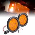 True Mods 2pc 4 Round Amber Led Trailer Tail Lights Dot Certified Grommet Plug Included Ip67 Waterproof Park Turn For Rv Trucks 