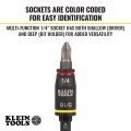 Klein Tools 32767 Impact Driver 3-in-1 Flip Socket And Bit Holder 1 4-inch 5 16-inch Hex Drivers 5-inch Length