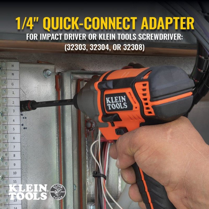 Klein Tools 32767 Impact Driver 3-in-1 Flip Socket And Bit Holder 1 4-inch 5 16-inch Hex Drivers 5-inch Length