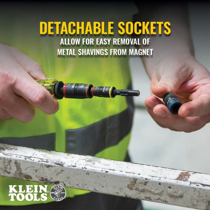 Klein Tools 32767 Impact Driver 3-in-1 Flip Socket And Bit Holder 1 4-inch 5 16-inch Hex Drivers 5-inch Length