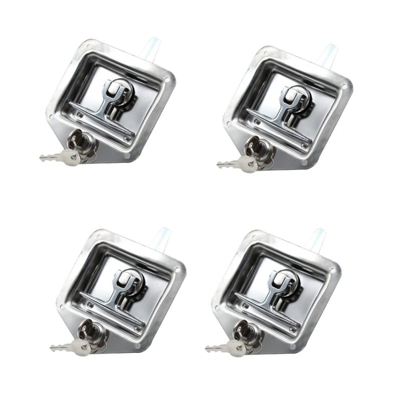 4pcs Trailer Door Latch Rv Tool Box Lock With Gasket T-handle W 8x Keys Set For Camper Truck Bed Toolboxes