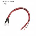 Uxcell 4pcs 5mm Pre Wired Led Blue Dc9-12v Clear Lens Light Emitting Diodes
