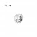 Uxcell Hex Nuts M6x1mm Metric Coarse Thread Hexagon Nut Carbon Steel Pack Of 50 Silver Tone