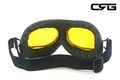 Crg Sports Vintage Aviator Pilot Style Motorcycle Cruiser Scooter Goggle T08 T08syd Yellow Lens Silver Frame Dark Chocolate 