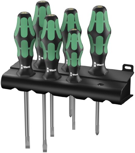 05105650001 334 Kraftform Plus Lasertip Screwdriver Set With Rack 6 Pieces Slotted And Phillips Drive Tips Stainless Steel