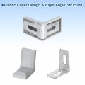 Uxcell 40pcs Metal Plastic L Shaped Angle Bracket 28x28x17mm Shelf Corner Brace Plate With Screws For Cabinets Cupboards Grey