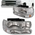 Aintier A Pair Of Automotive Headlight Assembly Fit For Chevrolet Silverado 1500 Hd 2001-2002 For 2500 1999-2002 With Chrome