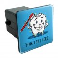 Personalized Custom 1 Line Happy Tooth Dentist Tow Trailer Hitch Cover Plug Insert