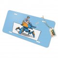 Graphics More Mechanic Girl Riding Mecha Robot Tank Mech Engineer Novelty Metal Vanity Tag License Plate