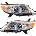Aftermarket 11-13 Toy Sienna Driver Psgr Side Halogen Headlamp Assys W Chrome Bezel Pair 