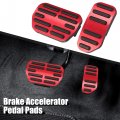 X Autohaux Red Brake Foot Pedals Pad Kit Non-slip No Drill Aluminum Alloy Accelerator Pedal Covers For Toyota Corolla Rav4