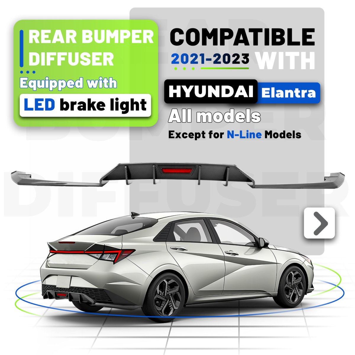 Jmtaat Rear Bumper Diffuser For 2021-2023 Hyundai Elantra All Models Lower Lip Splitter Valance Spoiler Carbon Fiber Color