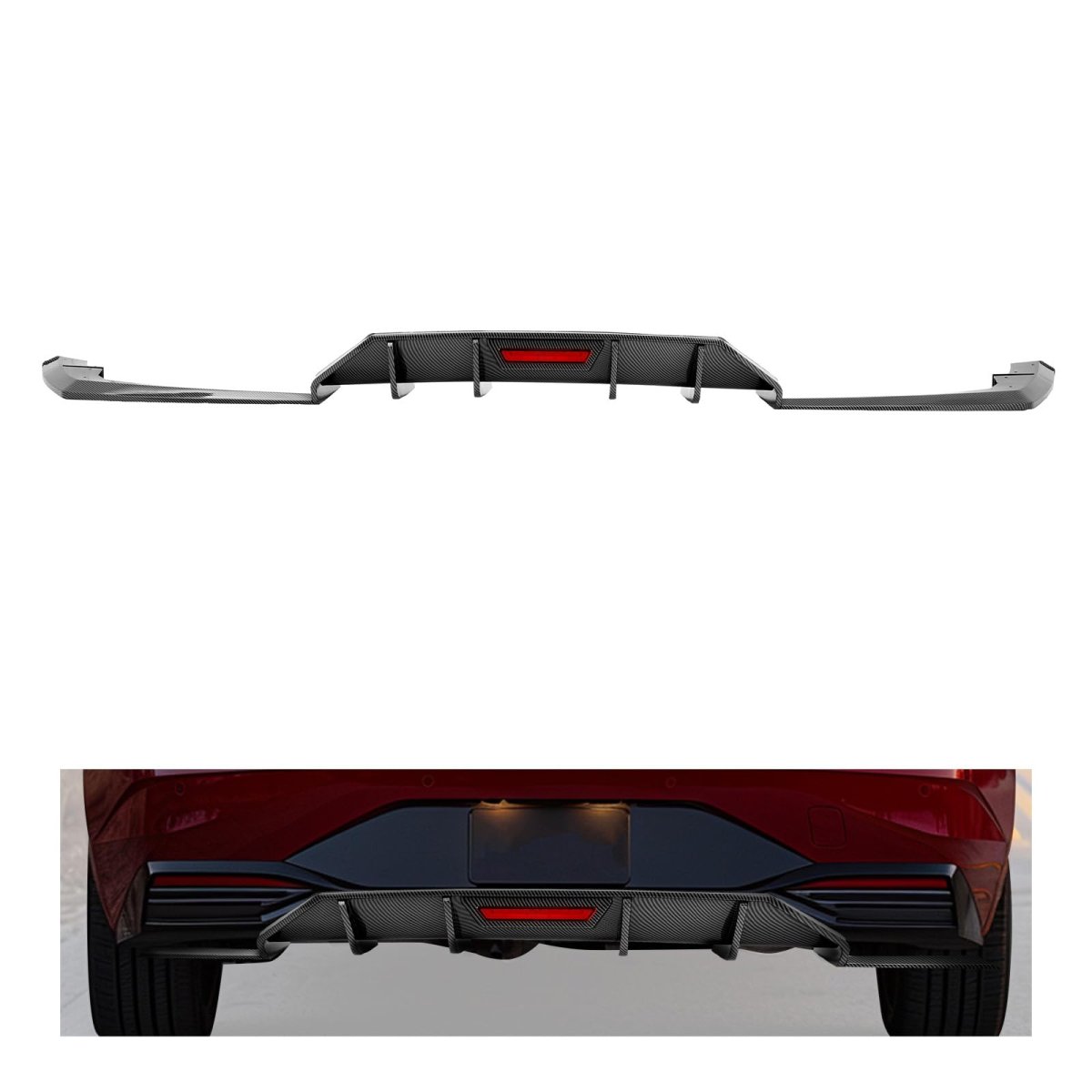 Jmtaat Rear Bumper Diffuser For 2021-2023 Hyundai Elantra All Models Lower Lip Splitter Valance Spoiler Carbon Fiber Color