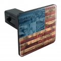American Flag Patriotic Usa Collage Tow Trailer Hitch Cover Plug Insert