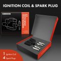 A-premium 1x Ignition Coil Pack And 4x Iridium Spark Plugs Compatible With Volkswagen Jetta 1999-2001 Golf Beetle 1998-2001 2