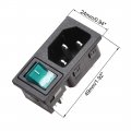 Uxcell Iec320 C14 Inlet Module Connector Male Power Socket W Switch Ac 250v 10a Green 1pcs