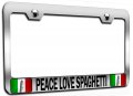 Peace Love Spaghetti Italian Italy Chrome Metal License Plate Frame Tag Holder D16 
