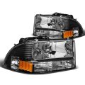 Auto Dynasty Pair Black Housing Amber Corner Headlight Lamps Tool Kit For Dodge Dakota Durango 97-04 