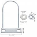 Uxcell Round U-bolt 1 Set 2 99 76mm Inner Width 150mm Length Steel M6 With Nut Plate Washer