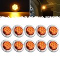 Partsam 10pcs 2 Inch Amber 7led Side Marker Clearance Light Turn Signal With Stainless Steel Bezel For Trailer Truck High Low 