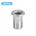 Uxcell 1 4-20 Rivet Nuts 30pcs 304 Stainless Steel Knurled Flat Head Threaded Insert For Metal Plastic