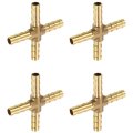 4pcs Brass 4 Way Pipe Fitting 6mm Cross Barb Union Adapter For Water Fuel Air Transport Connect Pipelines 