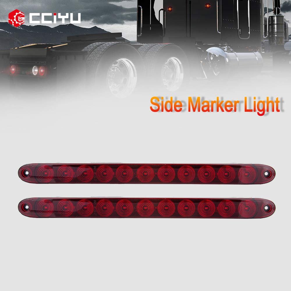 2 Pack 15 In 11led High Low Red Dim Brake Light Waterproof Side Marker Clearance Trailer Lights For Truck Rv Bus And Atv