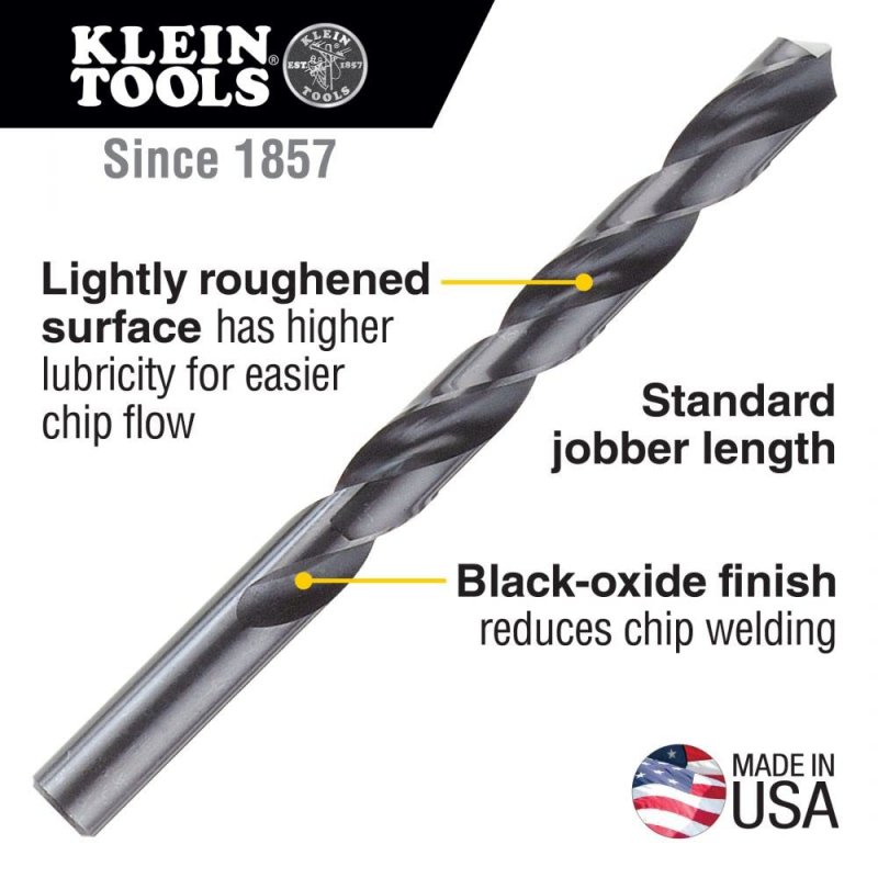 High Speed Steel Drill Bit 3 8 In Regular Point 118 Degrees Jobber Length Black Oxide Finish 53120