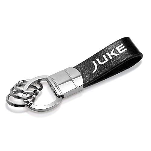 Nissan Juke Real Black Leather Loop Key Chain Chrome Round Hook 3 75 In X 1