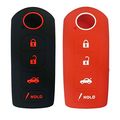 2 Pack Silicone 4 Button Smart Key Fob Cover Case For Mazda 3 6 8 Cx3 Cx5 Cx7 Cx9 Mx5 Speed3 2009 To 2019 Black Red Keyless 