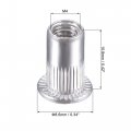 Uxcell M4 Rivet Nuts Aluminium Alloy Knurled Flat Head Threaded Insert Nut Silver 50pcs
