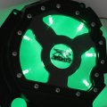 Httmt- Black W Green Led Engine Cluctch Cover Compatible With 2001-2005 Suzuk Gsxr 600 750 1000 P N Mt313-010a-bk
