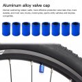 8x Car Bike Tire Valve Stem Caps With Rust-resistant Coating Anodized Aluminum Corrosion Resistant Cover Blue