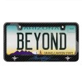 Ford Mustang Script In Blue Dual Logo Real 3k Carbon Fiber License Plate Frame Glossy Finish Black 12in X 6in