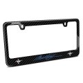 Ford Mustang Script In Blue Dual Logo Black Real 3k Carbon Fiber Glossy Finish License Plate Frame 