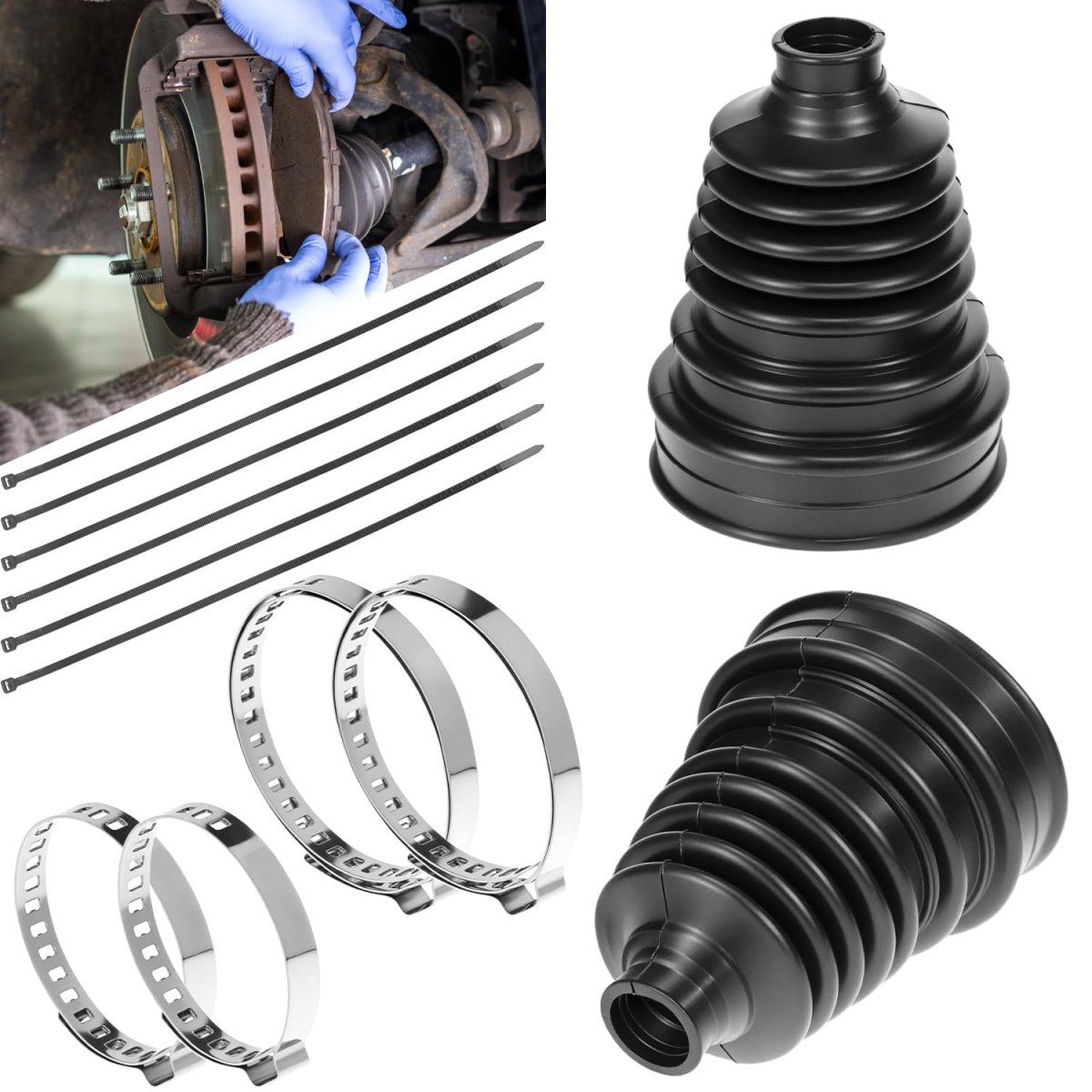 2pcs Cv Boot Repair Kit With 4 Stainless Steel Clamps 6 Cable Ties Universal Silicone Axle Replacement For Cars