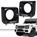G-plus Black Headlight Bezel W Led Drl Light Strip Wire Harness Compatible With 1990-2018 Mercedes Benz G-class W463 G63 G65