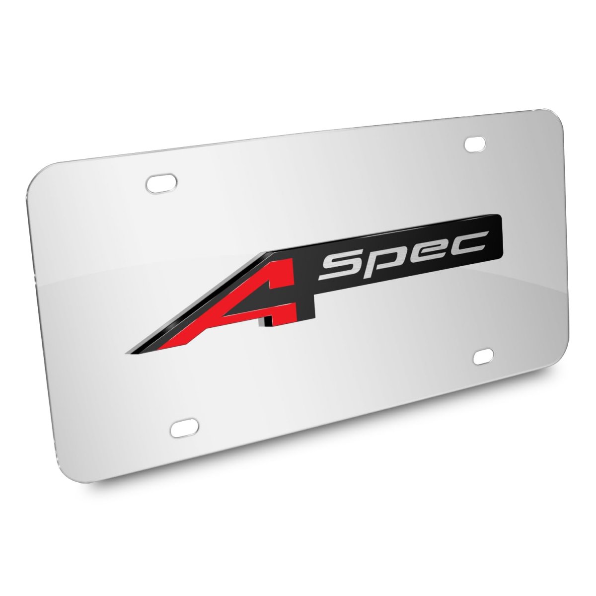 Acura A-spec Dual Logo In 3d On Mirror Chrome Stainless Steel License Plate