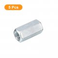 Uxcell 5pcs M6x10x18mm Coupling Nuts Galvanized Carbon Steel Hex Threaded Rod Coupler For Furniture Electronic Industrial