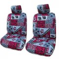 Winnie Fashion Made In Hawaii Red Hawaiian Tapa Design Separate Headrest Car Seat Cover Set Of 2 