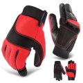 Auto Dynasty Universal 2 Pair Red Perforated Texture Working Gloves With Flexible Wrist Cuff For Diy Projects Gardening Outdoor 