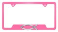 Elektroplate A Chrome Christian Fish Ichthys On Pink All-metal Open Corners Premium 3d License Plate Frame Tag Holder For Cars 